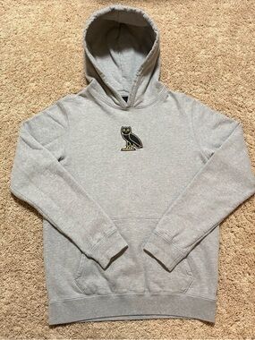 OVO Grey Hoodie with Gold Owl Tag
